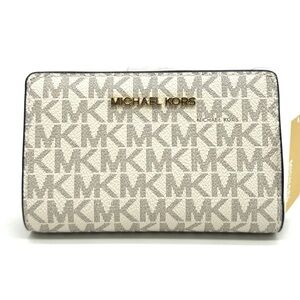 Michael Kors Medium Bifold Zip Chain Wallet Vanilla/Brown